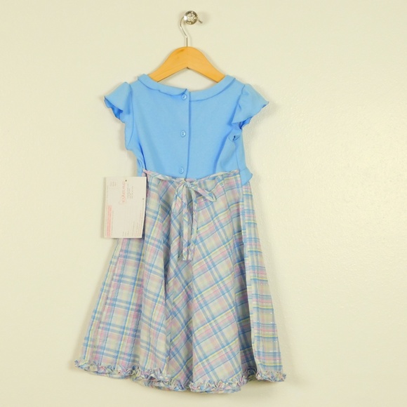 Youngland Girls Size 5 Blue Shrug Plaid Fit and Flare Dress Casual Spring NEW - Picture 6 of 6